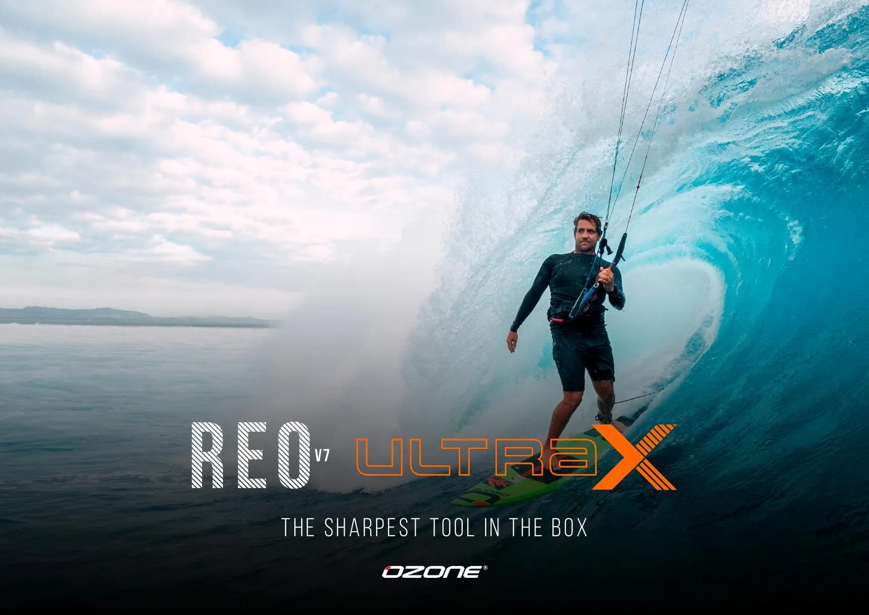 Portada del catálogo del kite Ozone Reo V7 Ultra-X