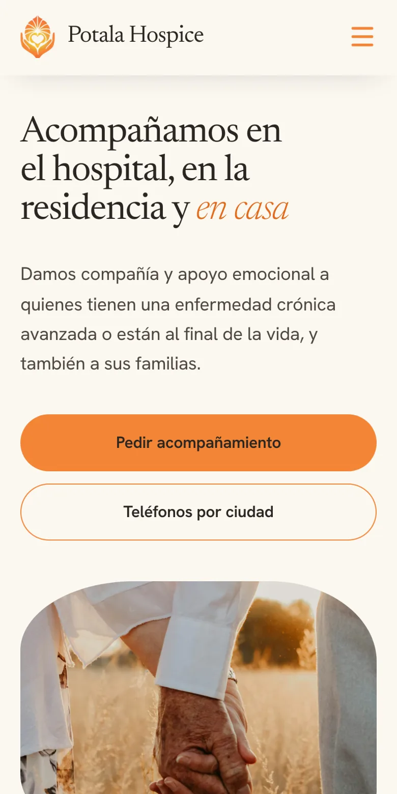 Página «Qué hacemos» en el móvil