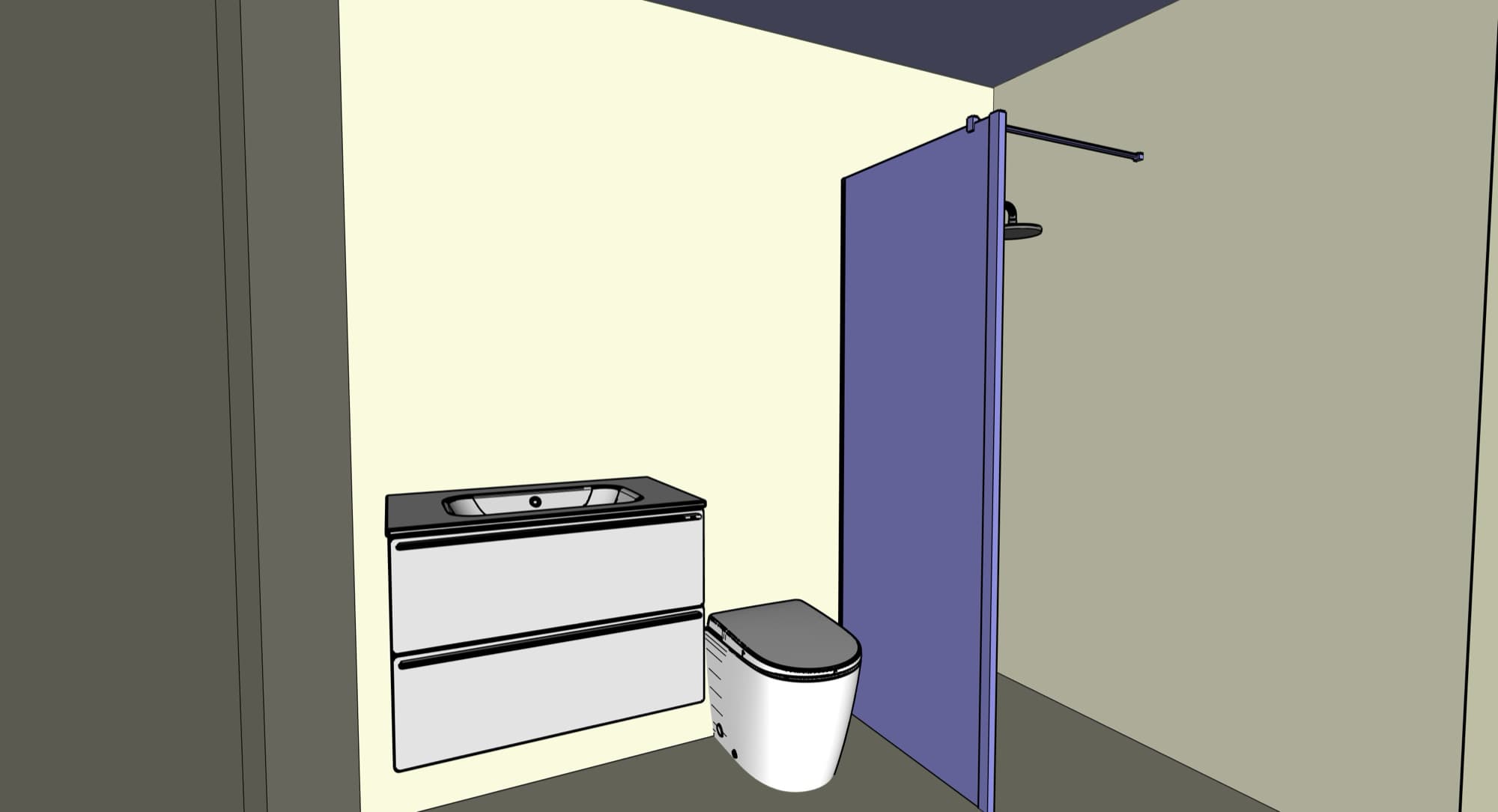 Baño — 01 · Modelo 3D sin texturizar